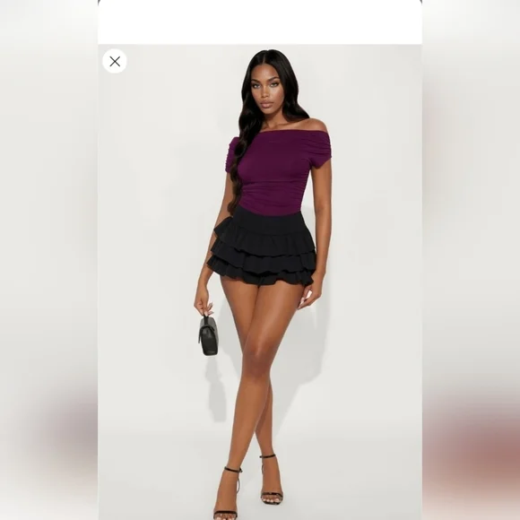 Fashion Nova Oksana One Shoulder Bodysuit - Plum Size 1X (14/16) (NWOT) - Picture 6 of 15